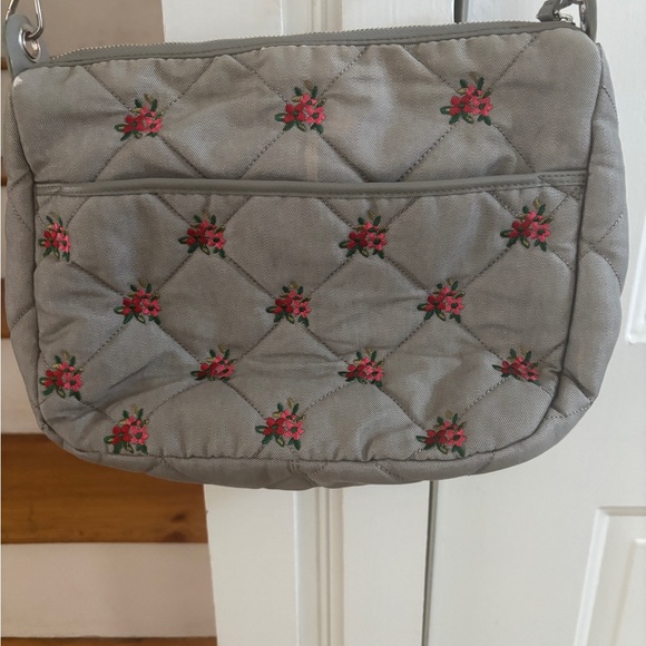 Vera Bradley Carson Quilted Floral Crossbody Bag - Gray and Pink- flaw - Picture 5 of 9